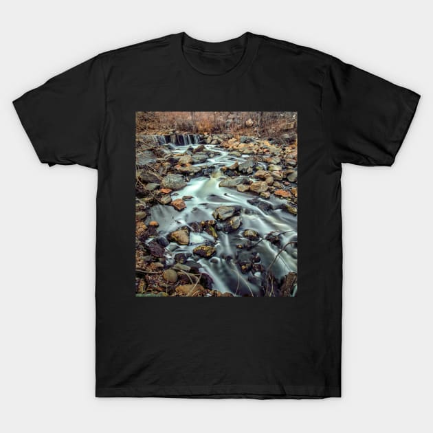 Long Exposure of a Stream in the Fall T-Shirt by jecphotography